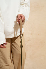 Walk kit: Walkony leash + collar green-beige