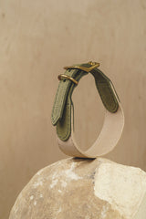 Dog collar Pony knotony Beige&Green