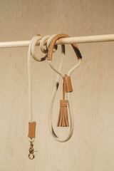 Walk kit: Makarony beige rope leash + collar ginger