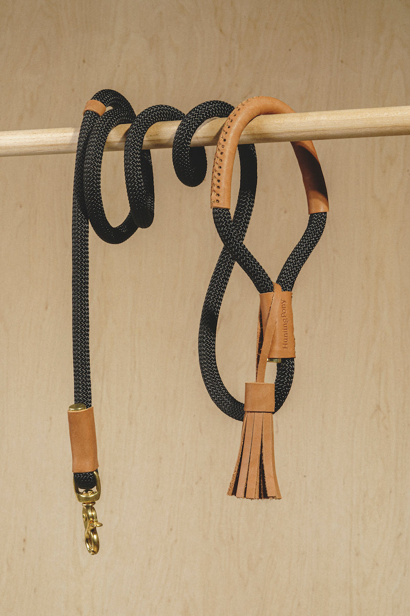 Walk kit: Makarony dark rope leash + collar ginger