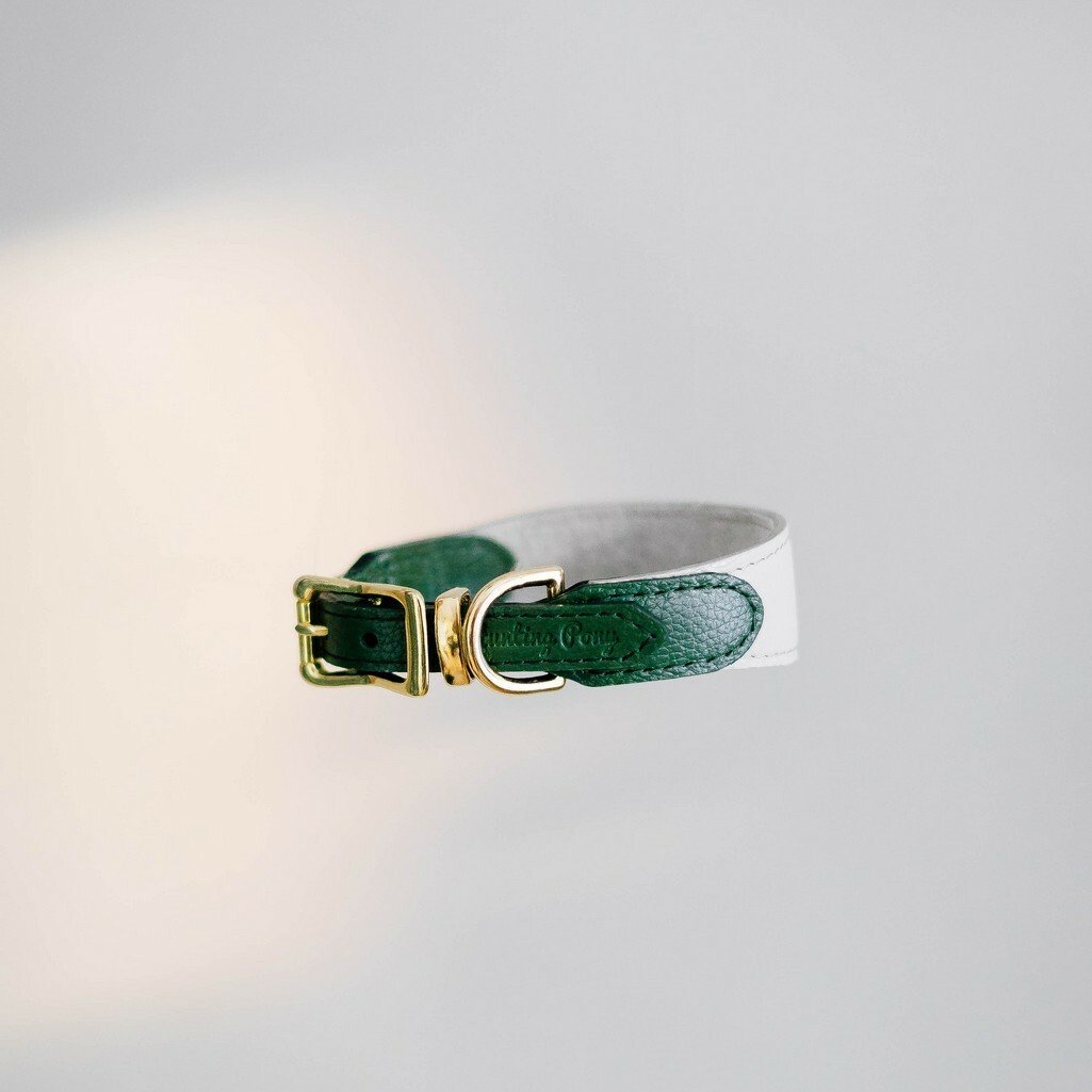 Dog collar Pony knotony beige&green